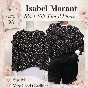 Isabel Marant Black Silk Floral Blouse 🌸